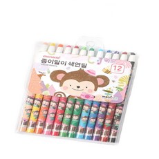 해온느 모니주 핑크 종이색연필12색 선명한컬러