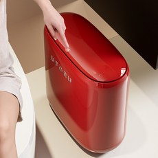 원터치 누름식 휴지통 틈새 방수 커버형, 레드 레드