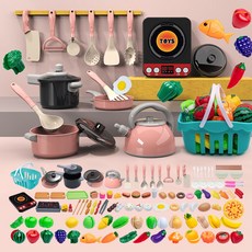 KURUA 주방놀이 세트 소꿉놀이장난감 역할놀이장난감, 152개/세트, 1개