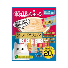 CIAO 貓肉泥 20入/40入 奢華海鮮組合 超值組 啾嚕 貓咪零食, 280g, 1個, 14g x 20入組 (豪華海鮮)