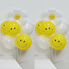 올리브파티 펄풍선 하트 풍선 풍선꽂이 풍선스탠드 2개 생일파티용품 세트, 1세트, 데이지스마일