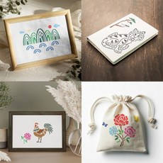 우돌아트 스텐실 도안 2405 우리나라 전통 민화 4종세트 (중)