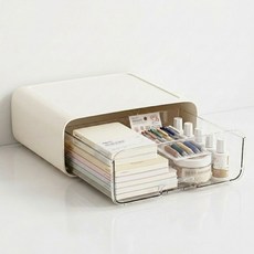 투명서랍형 데스크 정리함 책상 수납함 문구 화장품 정리 박스 1단 2단 3단, 화이트