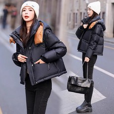 여성 후드 퀼팅패딩 겨울 데일리룩 가벼운 숏기장 따뜻한 보온 캐주얼 코트