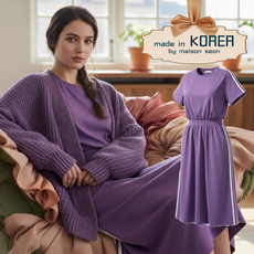 라인 포인트 쭈리면 원피스 국내 제작 스포티하게 시원한 면원피스 메종숀 made in korea