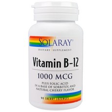 SOLARAY 維生素B-12保健片 櫻桃味 1000mcg, 1個, 90 件