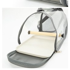 拾光寵物鋪 鳥外出包 透明透氣肩背手提兩用, 灰色鸚鵡外出包, 1個