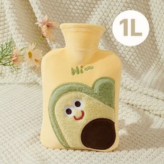 토리모 보온 물주머니 찜질팩 + 극세사커버 실리콘 온수팩 보냉, 아보카도1L(M)