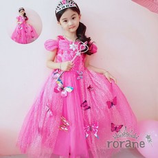 아동드레스 여아 나비 핑크 반팔 공주드레스