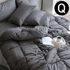 제오오스토어 차렵이불 밴딩 패드세트 퀸 그레이 배드스커트 기숙사침구 호텔식침구 침구류