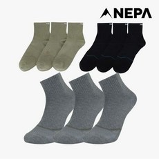 네파 남성 등산양말 1+1+1 중목 트레킹 양말, 카키3세트