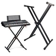 키보드 스탠드 X형 피아노 거치대 피아노 키보드 스탠드 이동형 건반 스틸 받침대 높이조절, 1개