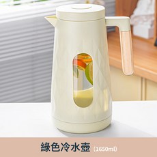 冷水壺玻璃耐高溫防爆防摔家用泡茶壺大容量涼水壺儲水壺, 1個, 加厚青草綠:1650ml, 1L