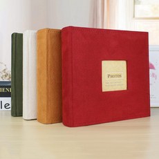 대용량 포켓앨범 6인 치 200장 수납 벨벳 사진첩, 오렌지 브라운