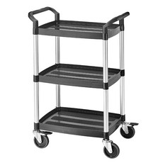 K.J總務部 康得倫 三層輕巧型工作推車 KT-128A 輕巧移動，多功能收納, 黑色, 1套