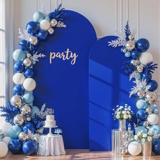 Suppromo 샴페인 아치 커버 2세트 1.8m(7.2피트) 및 1.8m(6피트) 배경 스판덱스 핏 웨딩 스탠드 생일 파티 베이비 샤워 브라이덜 연회 사진 풍선 189835, 로열 블루