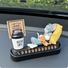 에그미 톰과 제리 주차번호판 자동차 장식 피규어 연락처 핸드폰번호, 1개, A