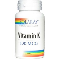 Solaray 維他命K錠 100mcg, 100顆, 1罐