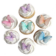 초카케이크 식용 웨이퍼 페이퍼 나비 - 퍼플 핑크 그린 24 CHOCKACAKE Edible Wafer Paper Butterflies - Set of 24 Purple Pink