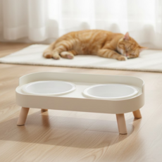 투원 반려동물 테이블 식기 2구, 1세트, 아이보리