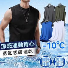 【台灣出貨】 背心男士 冰絲背心男 薄款透氣背心 涼感衣 無袖運動背心 坎肩t恤 速乾無袖背心 健身訓練 排汗背心