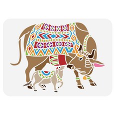 PET 추상 동물 페인팅 스텐실 동물 테마 벽화 패턴 아트 인테리어 소품 DIY, 캐틀 510, 1개