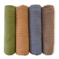 SwaddleDesigns 남아 및 여아용 면 모슬린 포대기 담요 4개 세트 신생아 베이비 레지스트리 선물을 위한 뉴트럴 속싸개 116.8 x 116.8cm46 46인치, Wilderness