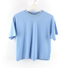 M / 무인양품 여성 크롭 스타일 블루 반팔티 / P022 -036, 1개, 사진참고