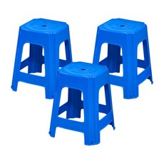 [공룡플라스틱] 야외용 플라스틱 간이의자 에덴사각의자 3개 세트, 1개, 에덴사각의자 3개묶음(청색)
