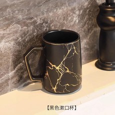 陶瓷漱口杯 輕奢金紋啞光白, 1個, 啞光黑