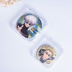 亞克力密封周邊吧唧乾燥劑收納盒穀子存放盒高透透明防潮玩具零件, 1個, 大號:適用75mm以內吧唧【防刮花】,1個盒子+1包