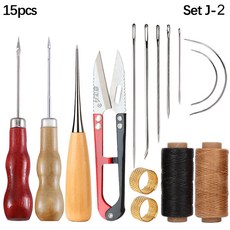 바늘 가죽 공예 재봉 키트 실 핸드 퀼팅 초보자 실내 장식 수리 스티칭 재봉용 송곳, Set J-2, 1개