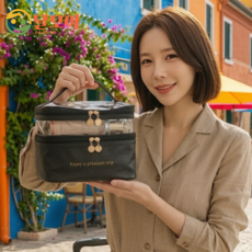 달모아 심플 가죽 다용도 화장품 파우치 대형 가방속 정리 이너백 여행용 출장 메이크업 수납 대용량 휴대용 가방