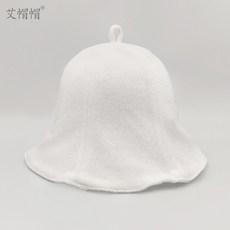 일본사우나모자 사우나 캡 스팀 샤워 헤어캡 타월, 하얀색