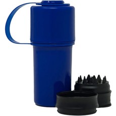 헴퍼 키퍼 3-in-1 그라인더 및 보관 용기 - 탈착식 그라인더가 있는 컴팩트 정리함 원자재 지상 자재용 이중 수납 공간 클립 부착으로 여행 친화적 파란색, White