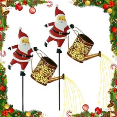 聖誕聖誕老人太陽能水壺燈花園草坪裝飾燈 聖誕老人水壺地燈太陽能 LED 小夜燈戶外花園裝飾通道庭院露台, 2 個暖光, 1個