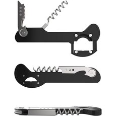 하우스블 와인 오프너 서버용 키 웨이터 코크스크류 여행용 병 코크 스크류 호일 커터 바텐더 도구 프로페셔널 레스토랑 TSA 승인 휴대용 블랙 5 1/4, Black