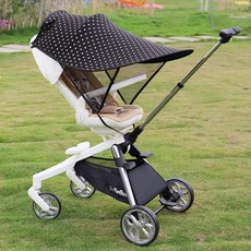 【臺灣出貨 】丸丫/小虎子嬰兒推車遮陽棚蓬防曬配件手推車遮陽罩遛娃神器通用, 黑色星星遮陽罩（ 通用款, 1個