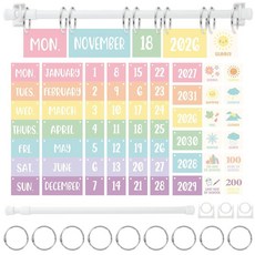 해외 JarThenaAMCS Candyland 플립 캘린더 게시판 세트 다채로운 캔디 카드 68장 및 조절 가능한 홀더 주간 차트 교실 개학 홈 오피스 DIY 장식 용품 미국매, 파스텔.