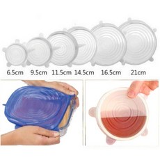 六件式矽膠保鮮蓋 食品級防漏 輕巧易攜 適用多種容器尺寸, 1個