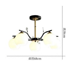 HUGO LIGHTING 水晶葉子現代輕奢半吸頂燈 餐廳客廳創意吊燈, 五燈