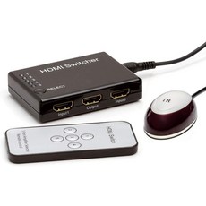 Comple - 2포트 고속 4K HDMI 스위치 2-in-1 출력2x1 3D 풀 HD @30Hz HDCP 지원외부 전원 필요 없음, 5 Ports Switch, Black