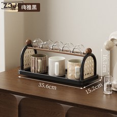 Z3JC 杯子收納置物架杯架水杯茶杯廚房水杯架收納架杯架子瀝水架咖啡架, 1個, 單層-中古黑:無規格