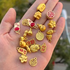 配件 沙金古法吊墜手串手鏈中式國潮珠寶飾品閤金DIY配飾金色手工配件
