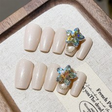 靈息花露 純手工美甲穿戴甲 指甲貼片, 1個, BNP216-S碼(實品拍攝)