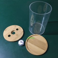 爆款下殺 生態魚缸圓形微景觀瓶亞剋力旋轉桌麵創意鬥魚缸水母缸金魚缸燈 NJ0V, 缸+蓋+七彩電池燈 100*150mm, 1個