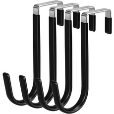 DkOvn 4 팩 오버 더 도어 후크 검은색 고무 표면으로 욕실 거실 주방 옷걸이 수건 가방용 스크래치 행거 방지, 4 Pack White