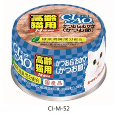 CIAO 貓罐, 24個, M52特齡罐14歲52號鰹魚鰹魚片75g, 75g, 鰹魚鰹魚片