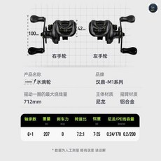 漢鼎 M1 水滴輪 順滑 7.2:1 8kg 剎車力, 右手 【海水淡水通用】, 右手 【海水淡水通用】
