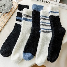 준캡 남자 성인 학생 배색튜브 수면양말 도톰한 기모 중목양말